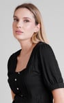Puff Sleeves Square Neck Jersey Tops