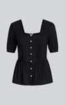 Puff Sleeves Square Neck Jersey Tops