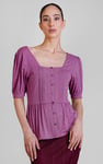 Puff Sleeves Square Neck Jersey Tops