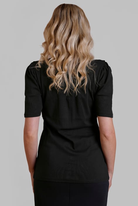 Black Sweetheart Neckline Zip-Front Jersey Top