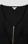 Sweetheart Neckline Zip-Front Jersey Top