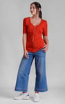 Sweetheart Neckline Zip-Front Jersey Top