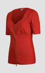 Sweetheart Neckline Zip-Front Jersey Top