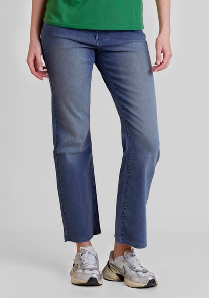 High Waist Raw Hem Flared Jeans