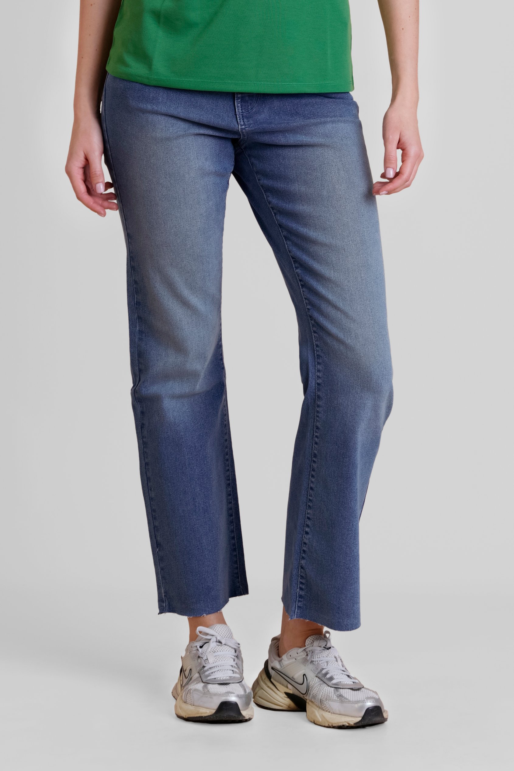 High Waist Raw Hem Flared Jeans