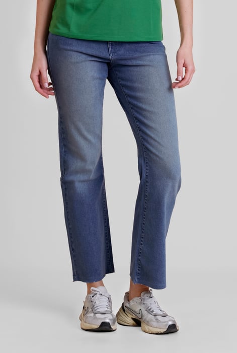 Light Blue High Waist Raw Hem Flared Jeans