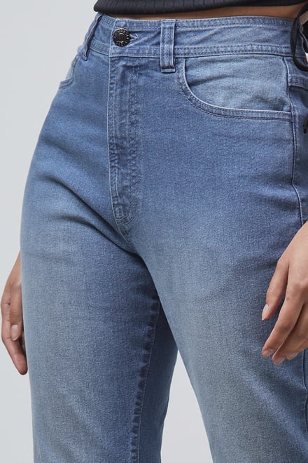 High Waist Raw Hem Flared Jeans