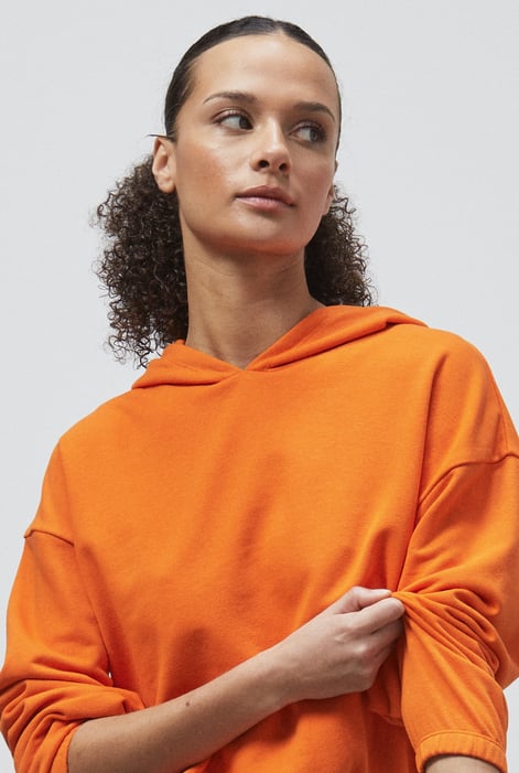 Orange Jersey Hoodie With Elastic Waistband