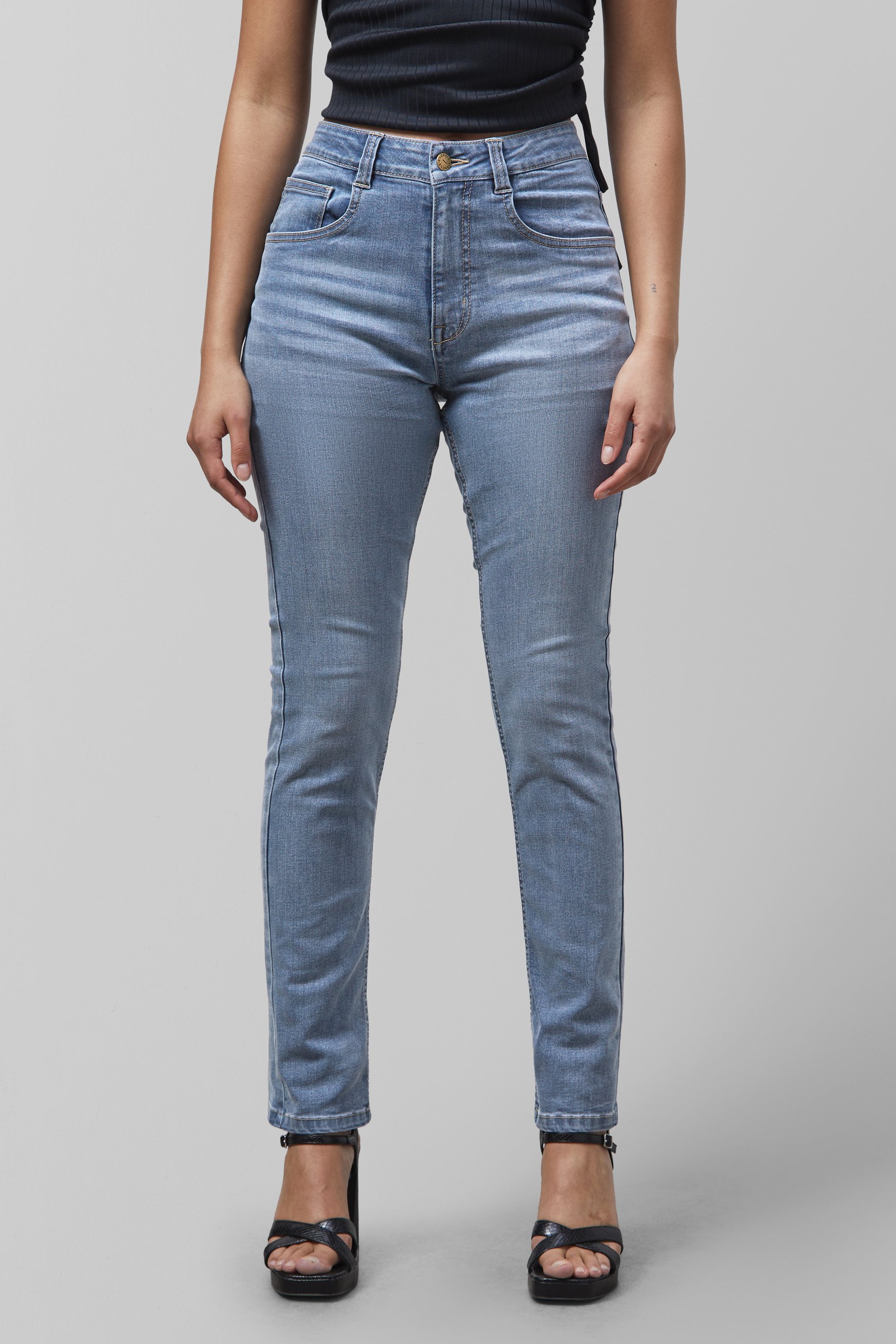 Enorsia Women's Light Blue High Waist Slim Fit Jeans - Uk 10