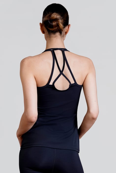 Womens Dark Charcoal Strappy Active Top
