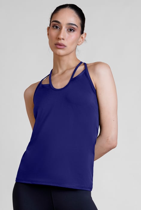 Womens Navy Strappy Active  Top