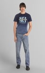 Mens Indigo Wash Graphic T-Shirt