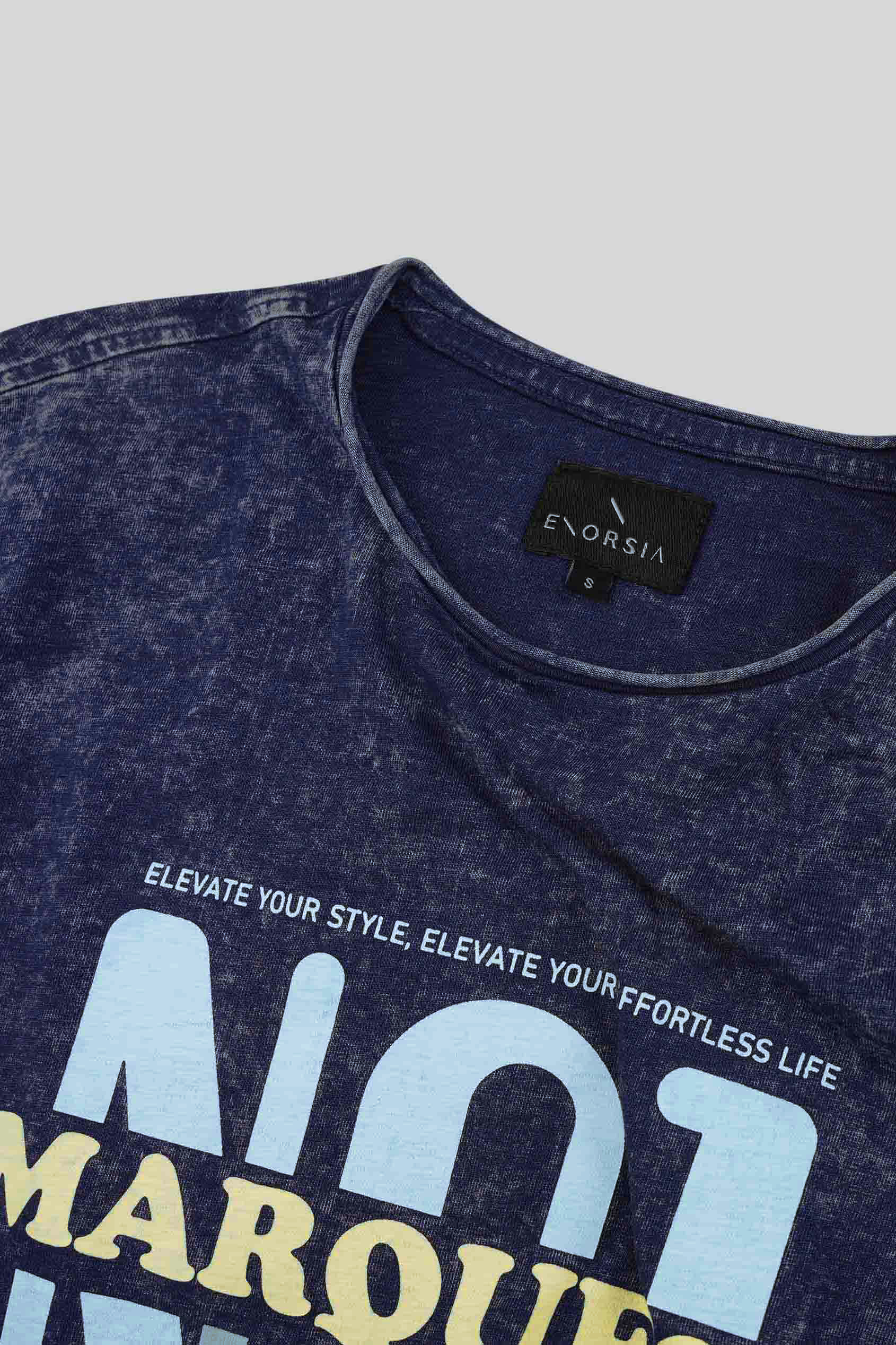 Mens Indigo Wash Graphic T-Shirt