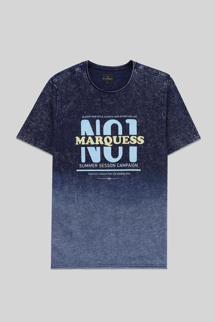 Mens Indigo Wash Graphic T-Shirt