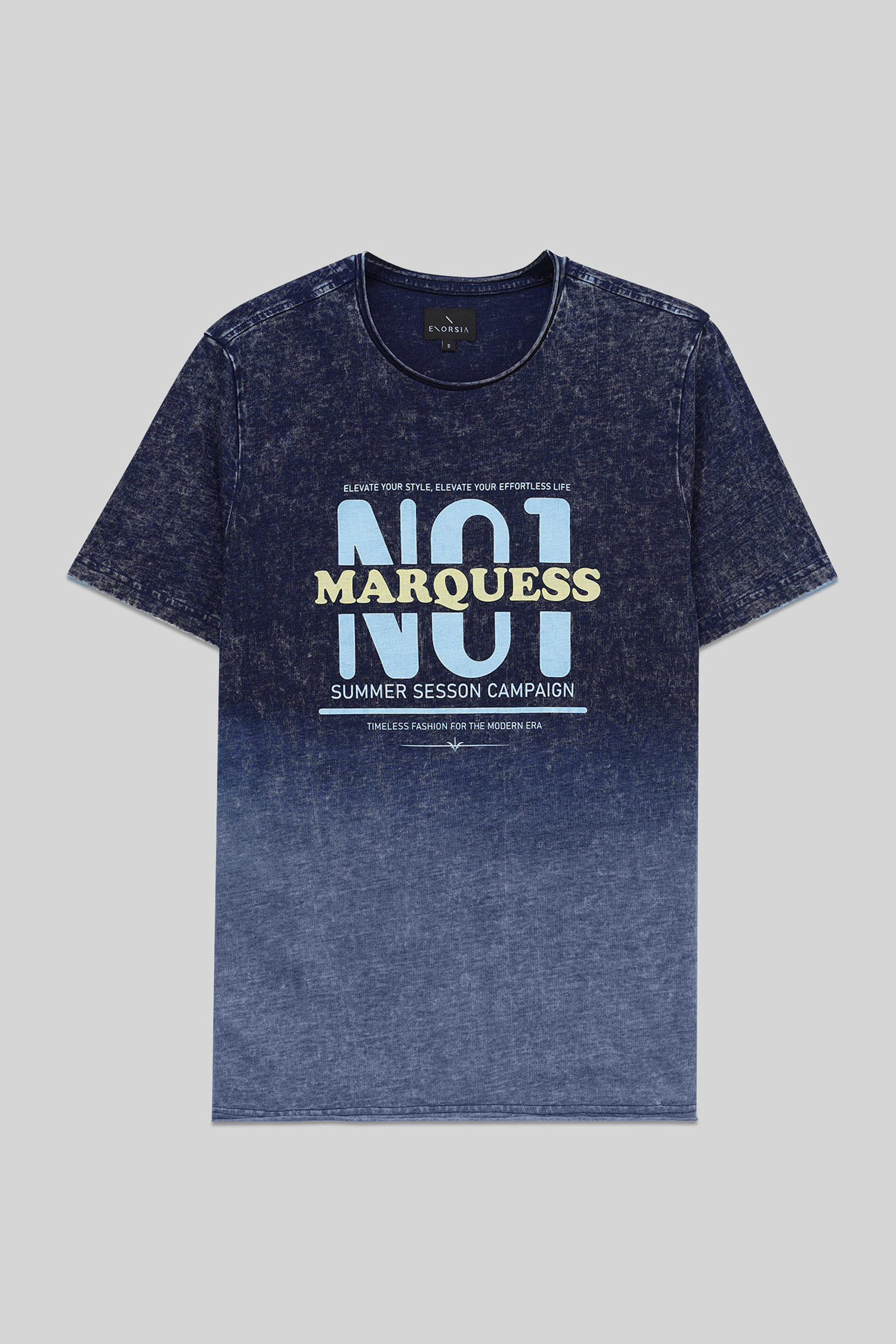 Mens Indigo Wash Graphic T-Shirt