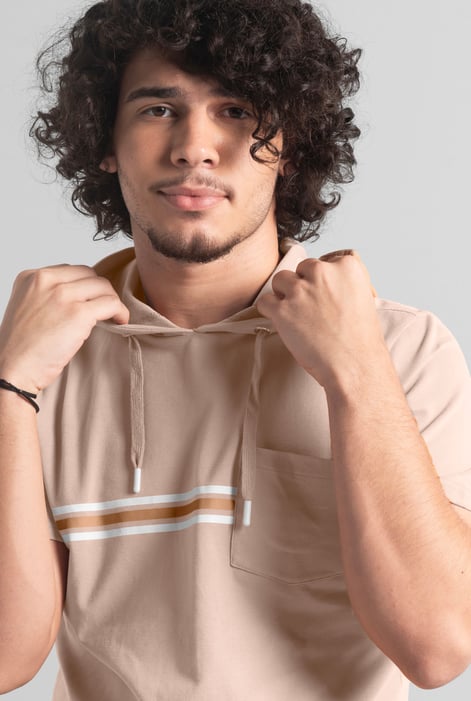 Mens Essential Dusty Pink Hooded Tee & Shorts Set