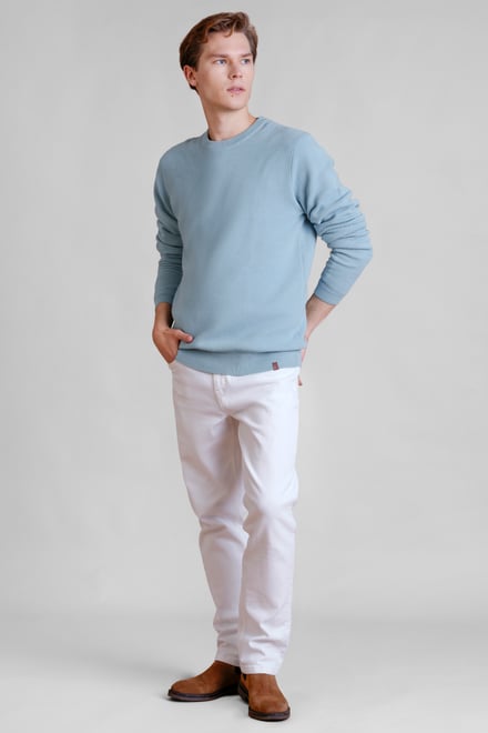 Mens Waffle Knit Crew Neck Jumper