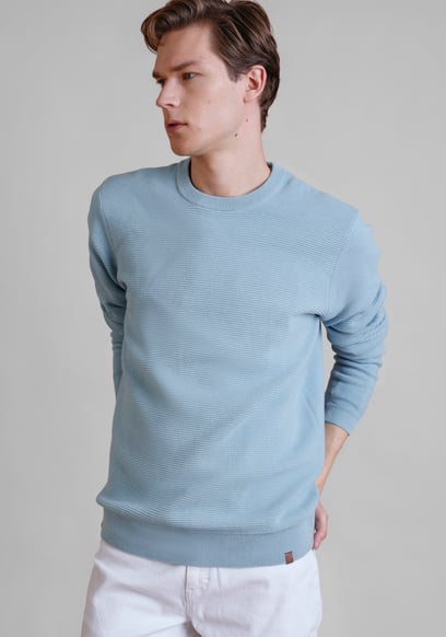 Mens Waffle Knit Crew Neck Jumper
