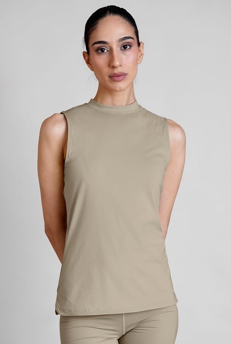 Womens Nude High Neck Active Vest