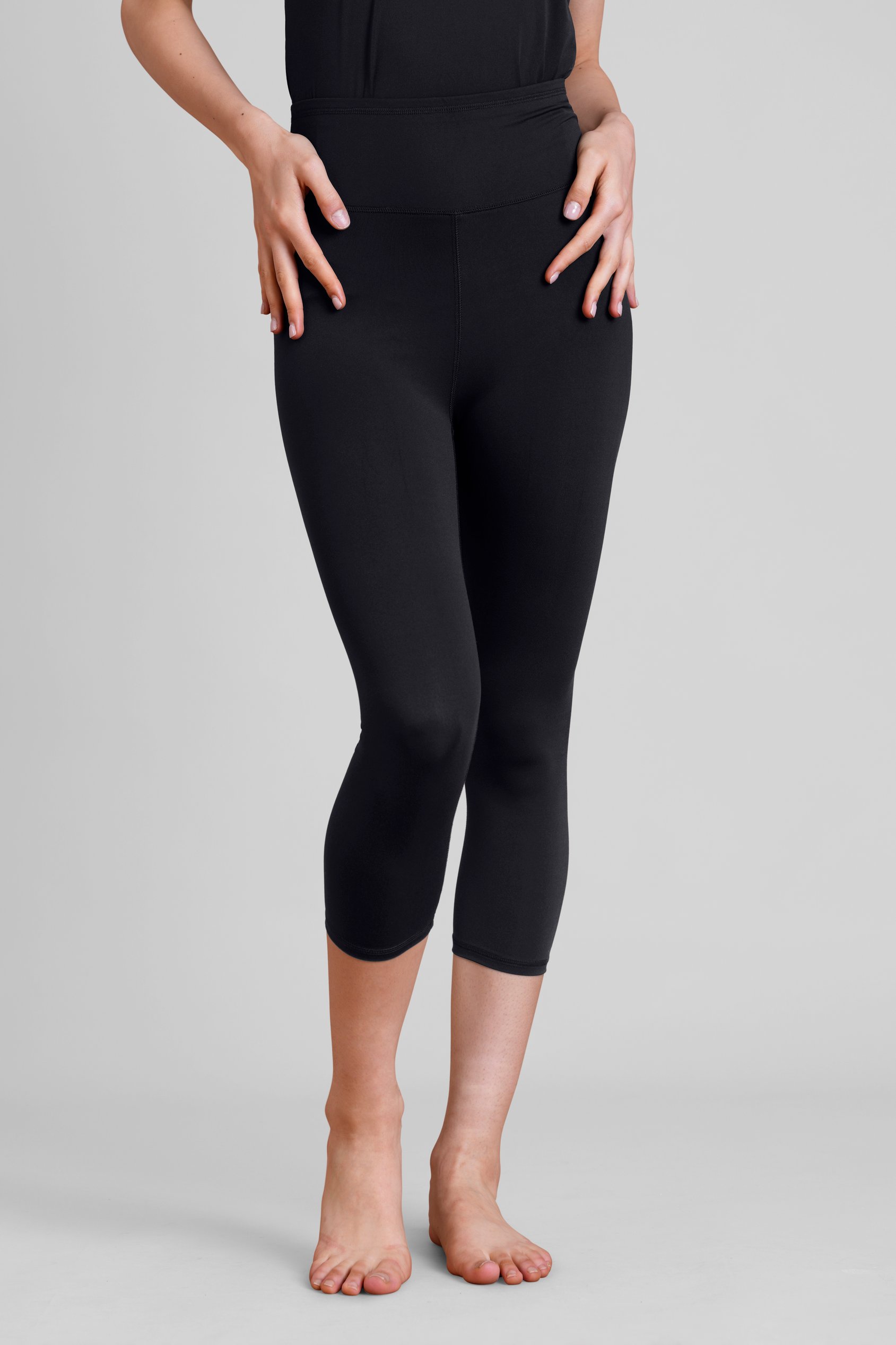 Enorsia Women's Black Dark Charcoal High Waisted Cropped Active Leggings - Uk 10
