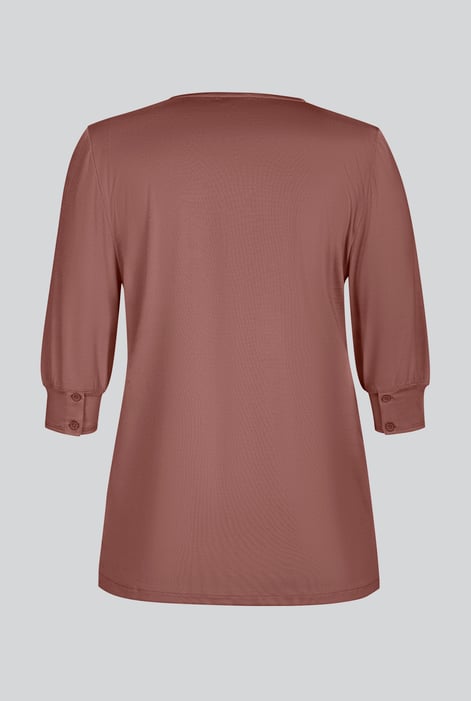 Womens Rust V-Neck front Pleated Jersey Tops