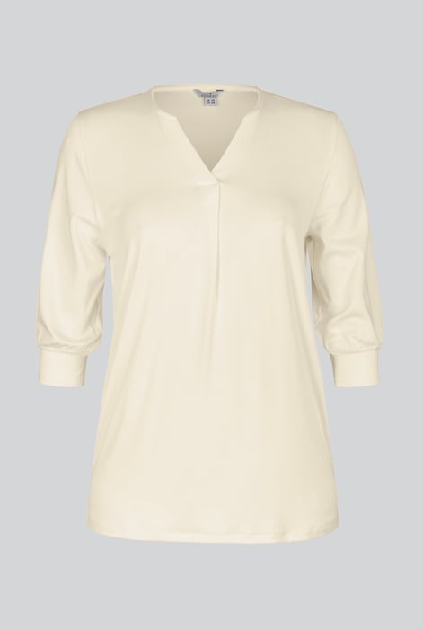 Womens Ivory V-Neck front Pleated Jersey Tops