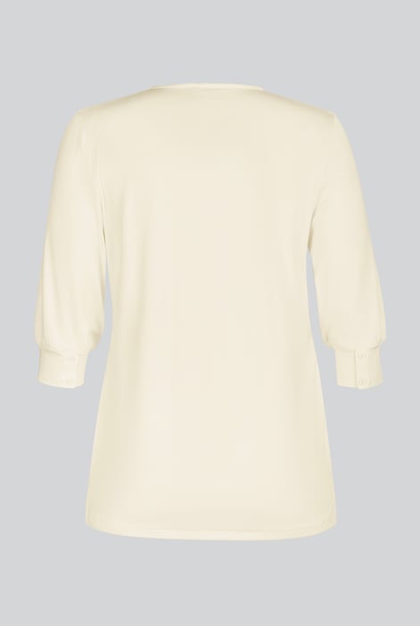 Womens Ivory V-Neck front Pleated Jersey Tops