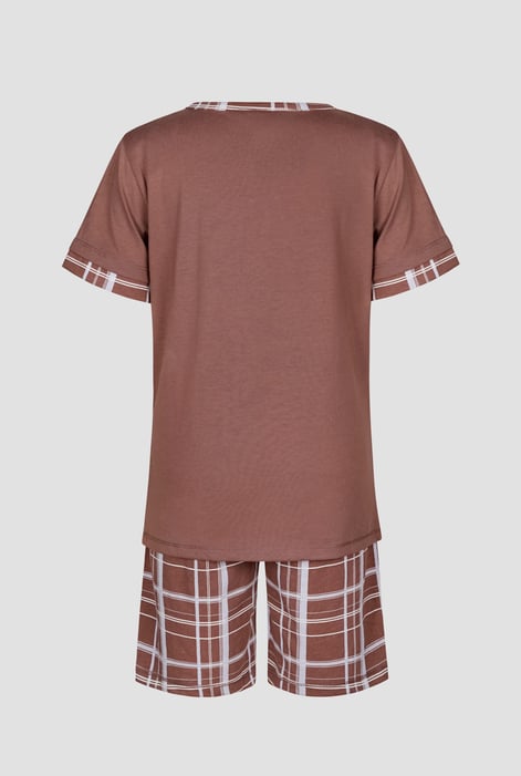Boys Brown Check  Shorts & T-Shirt Set (6yrs-11yrs)