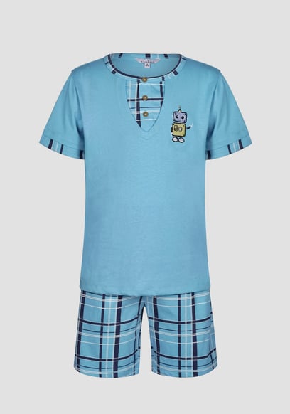 Boys Checked Shorts & T-Shirt Set (6yrs-11yrs)