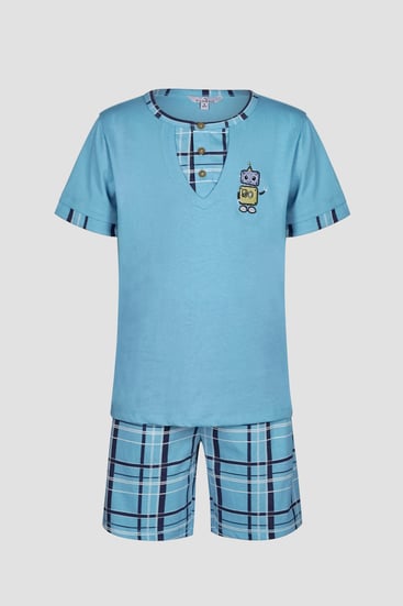 Boys Sky V-Neck front Pleated Jersey Tops