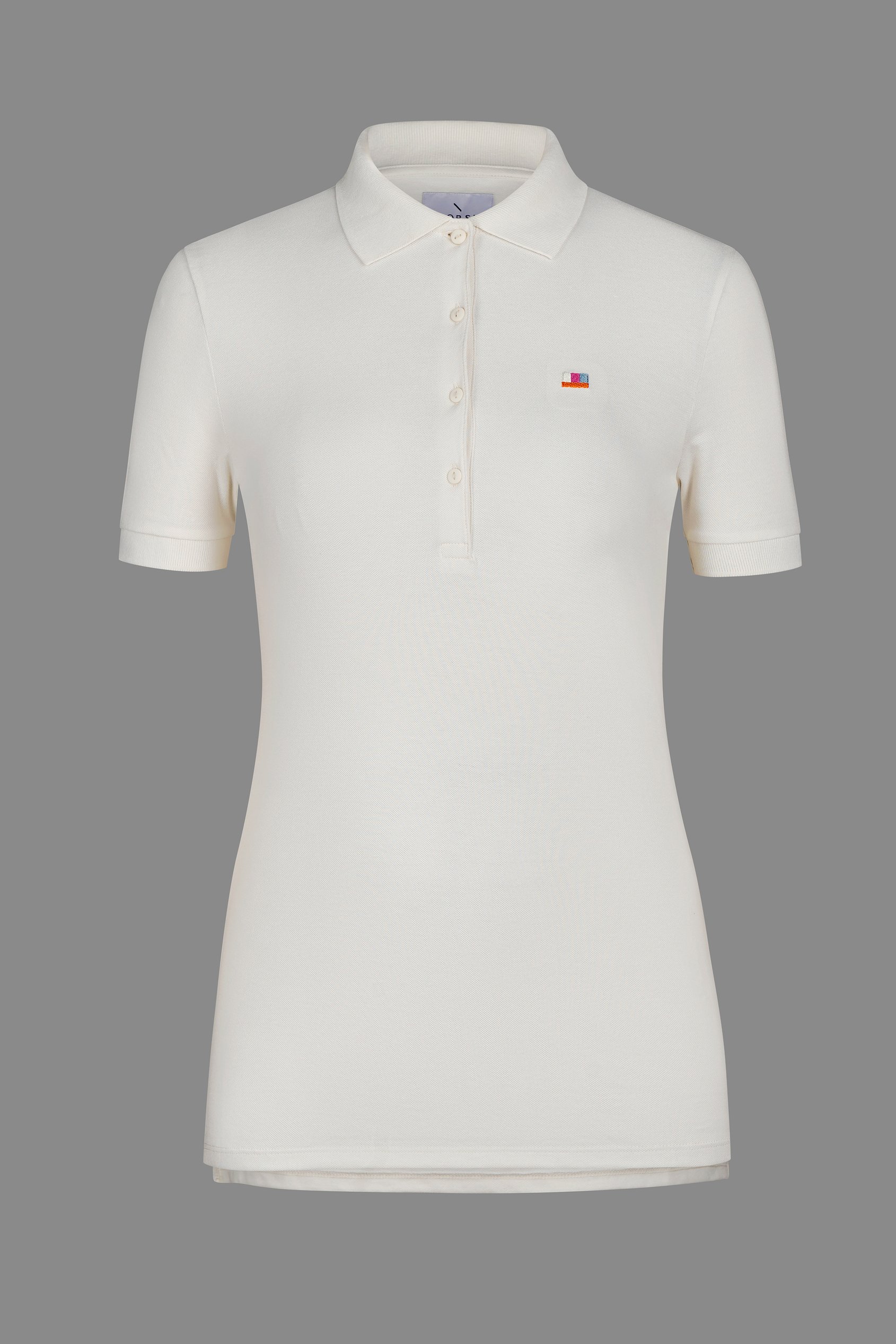 Enorsia Women's Ivory Short Sleeve Cotton Pique Polo - Uk 8