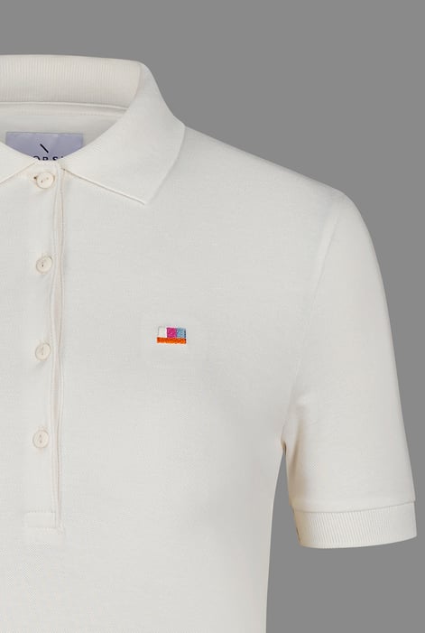 Ivory Short Sleeve Cotton Pique Polo Shirt