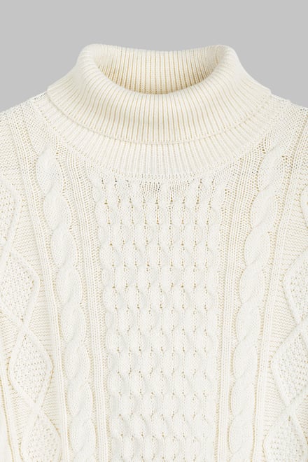 Premium Cotton Cable Knit Roll Neck Jumper