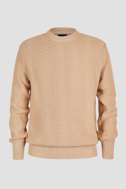 Chevron Textured Crew Neck Jumper