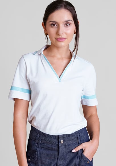 Cornelia stripe  Short Sleeve Polo Shirt