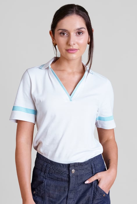 Sky Cornelia stripe  Short Sleeve Polo Shirt