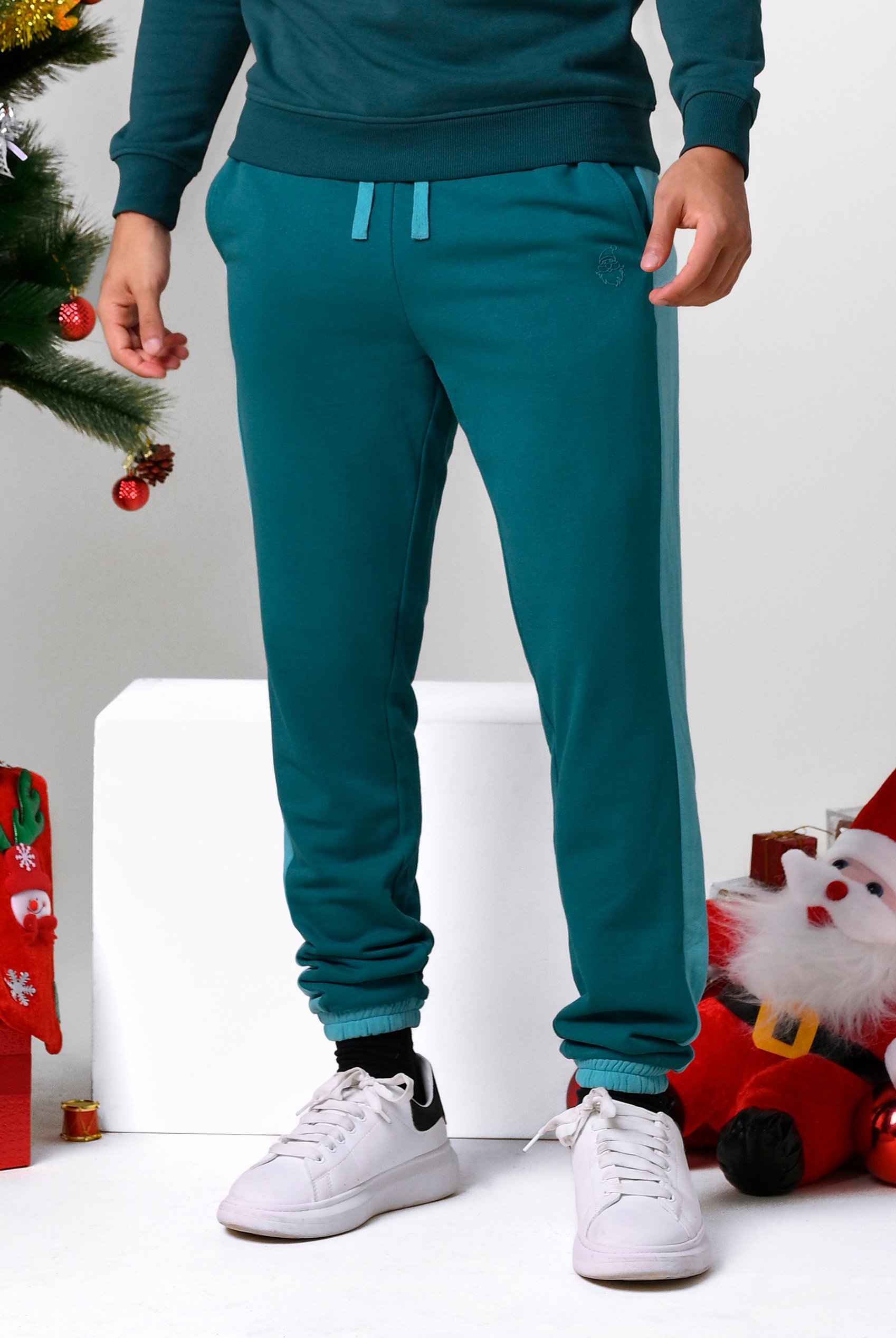 Enorsia Men's Blue Christmas Relax Fit Joggers - Uk L