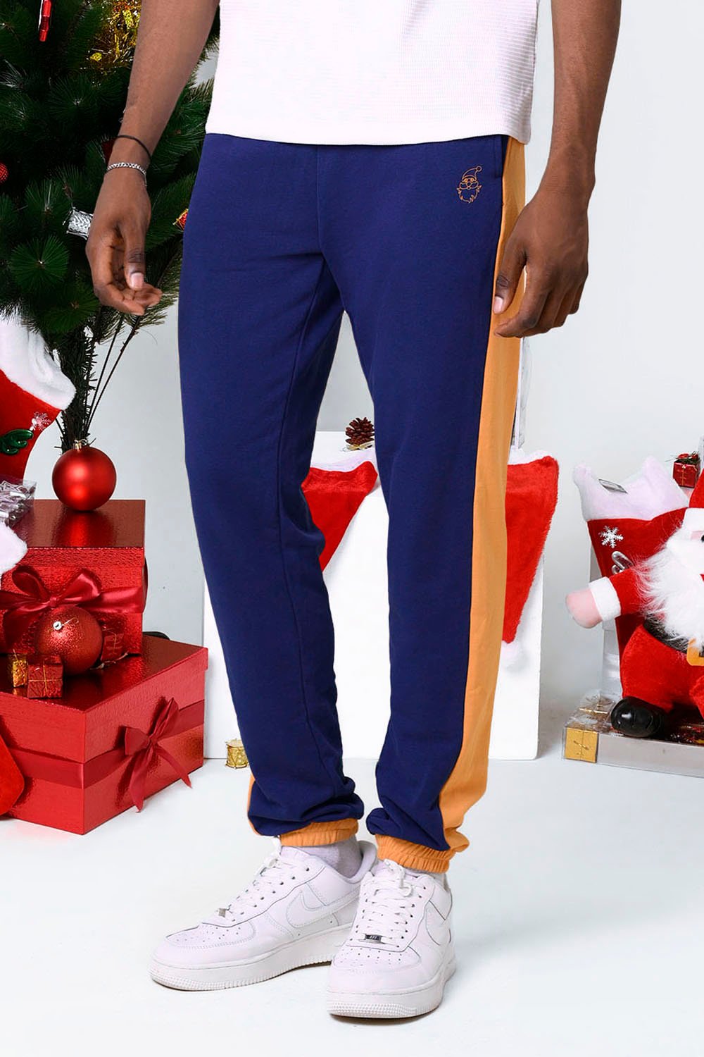 Enorsia Men's Teal Christmas Relax Fit Joggers - Uk Xl