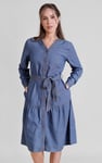 Womens Denim Tiered Midi Dress