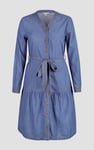 Womens Denim Tiered Midi Dress