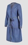 Womens Denim Tiered Midi Dress