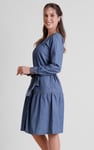 Womens Denim Tiered Midi Dress