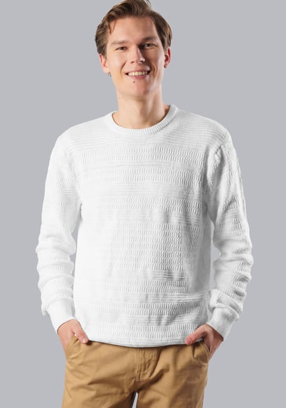 Cotton Textured Crew Neck Jumper