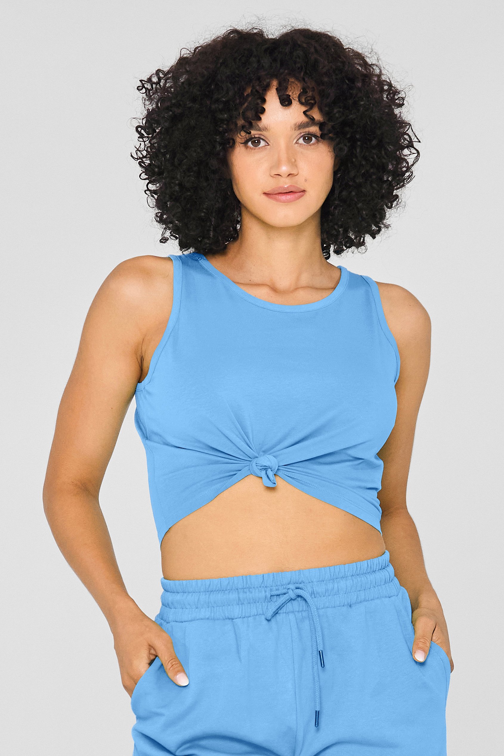 Enorsia Women's Blue Knotted Tank Top - Uk 8