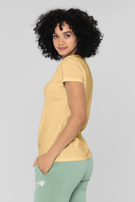 Yellow V-Neck Short Sleeve Slub T-Shirt