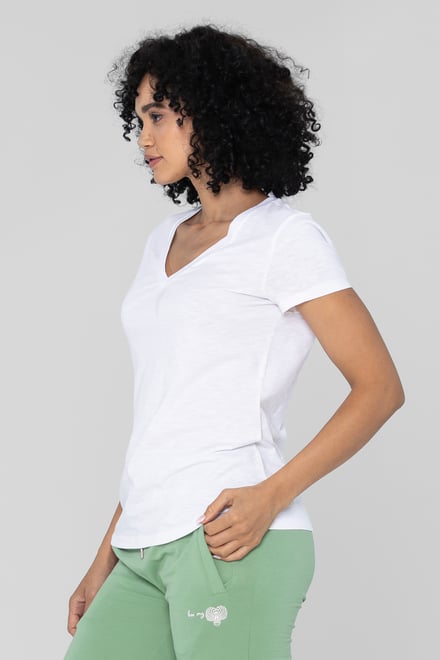 V-Neck Short Sleeve Slub T-Shirt