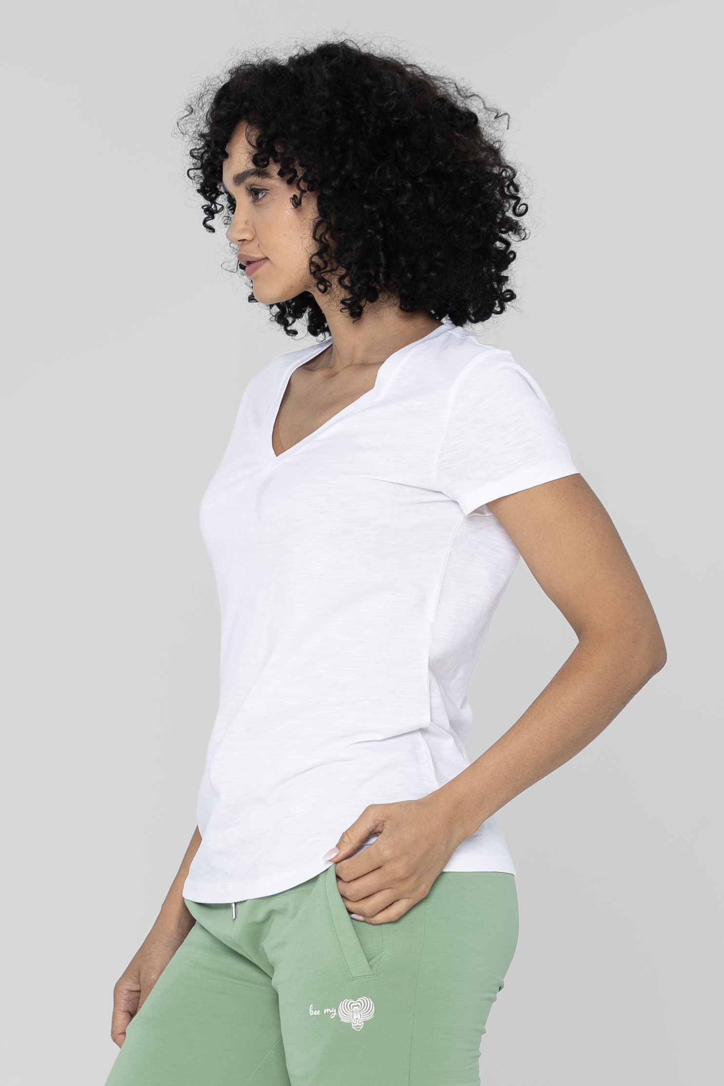 V-Neck Short Sleeve Slub T-Shirt