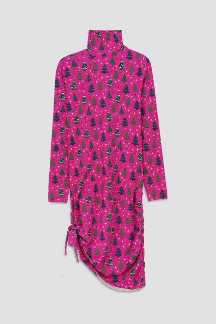 Side Tie Knot Christmas Print Bodycon Dress