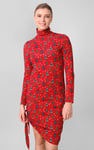 Side Tie Knot Christmas Print Bodycon Dress