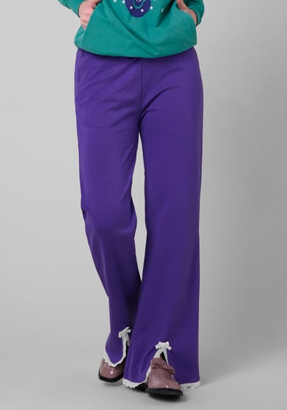 Womens Lace Insert Hem Christmas Trouser